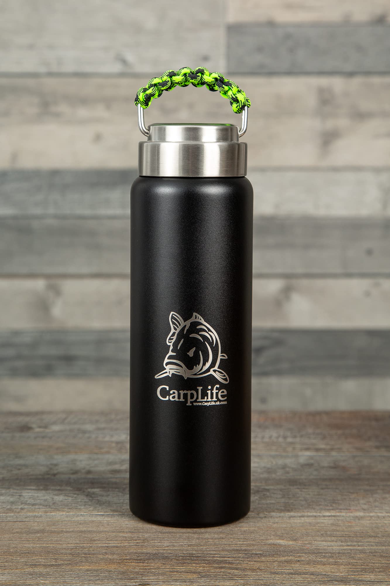 carplife-thermoflasche-600ml-edelstahl-neon-schwarz-isolier image 1