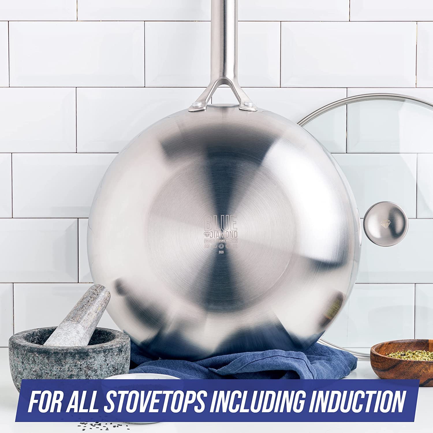 blue-diamond-triple-steel-wok-28cm-mit-deckel-pfas-frei-silber image 6