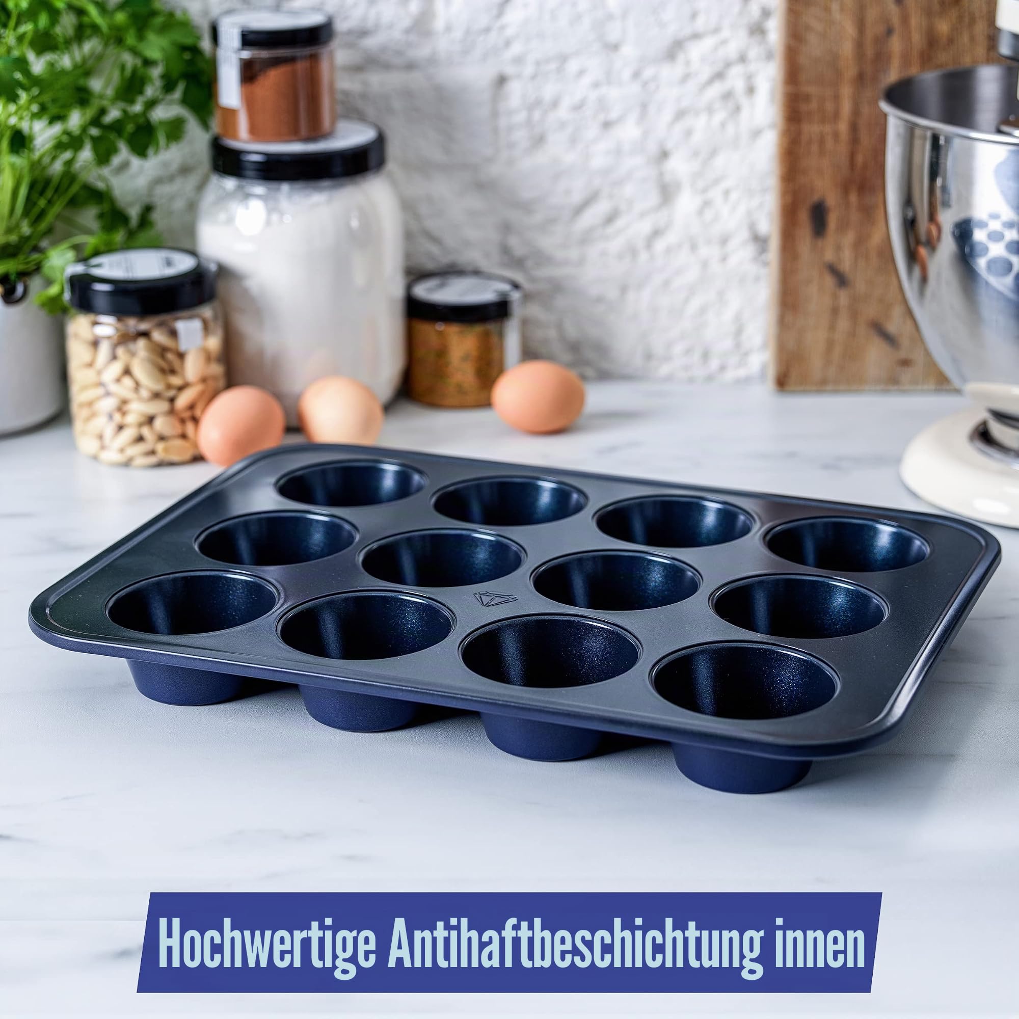 blue-diamond-bakeware-muffinform-12er-keramik-blau-antihaft image 2