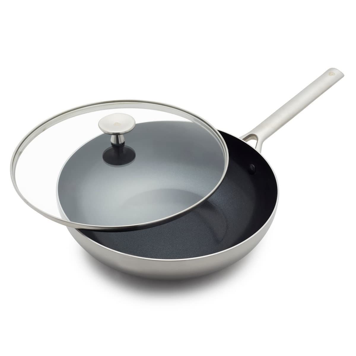 blue-diamond-triple-steel-wok-28cm-mit-deckel-pfas-frei-silber image 1