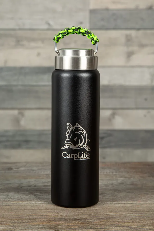 carplife-thermoflasche-600ml-edelstahl-neon-schwarz-isolier image 1