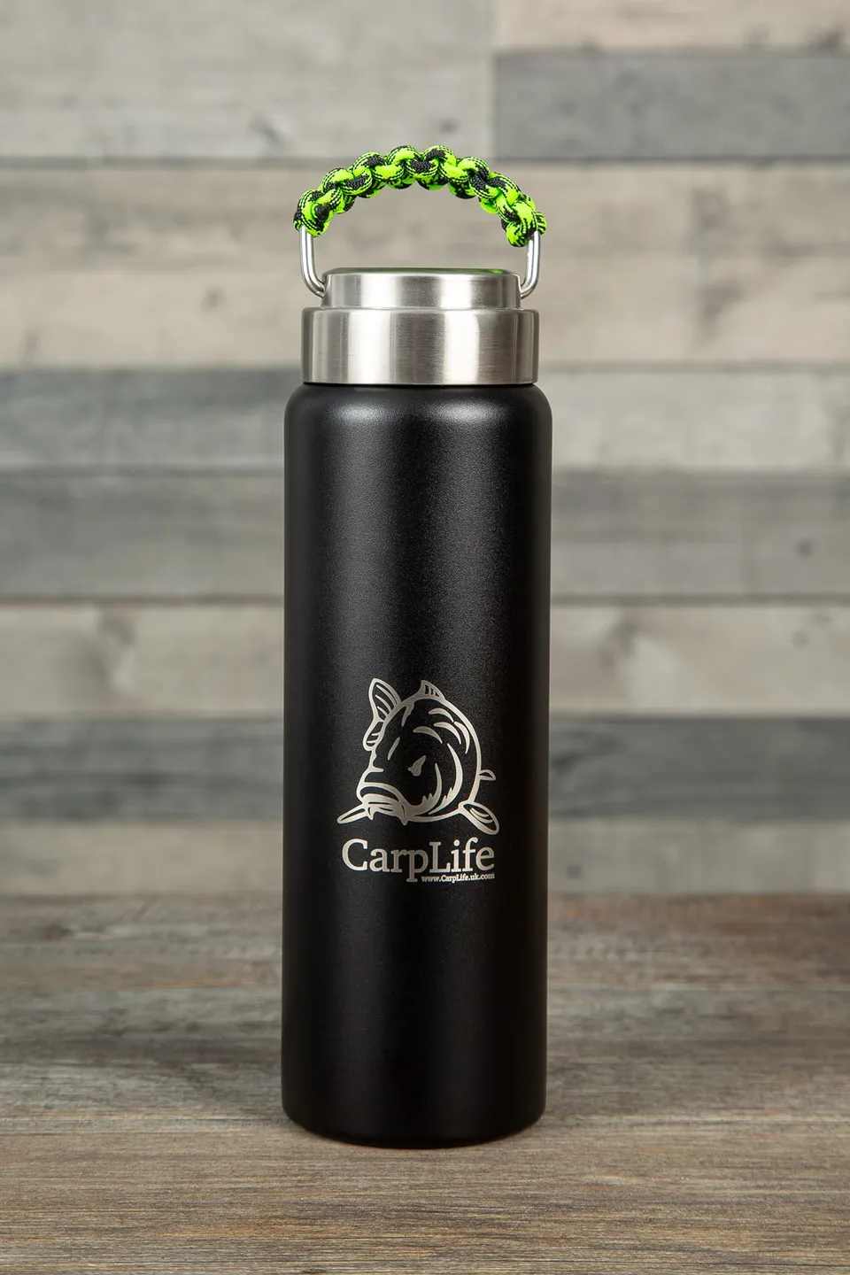 carplife-thermoflasche-600ml-edelstahl-neon-schwarz-isolier image 1