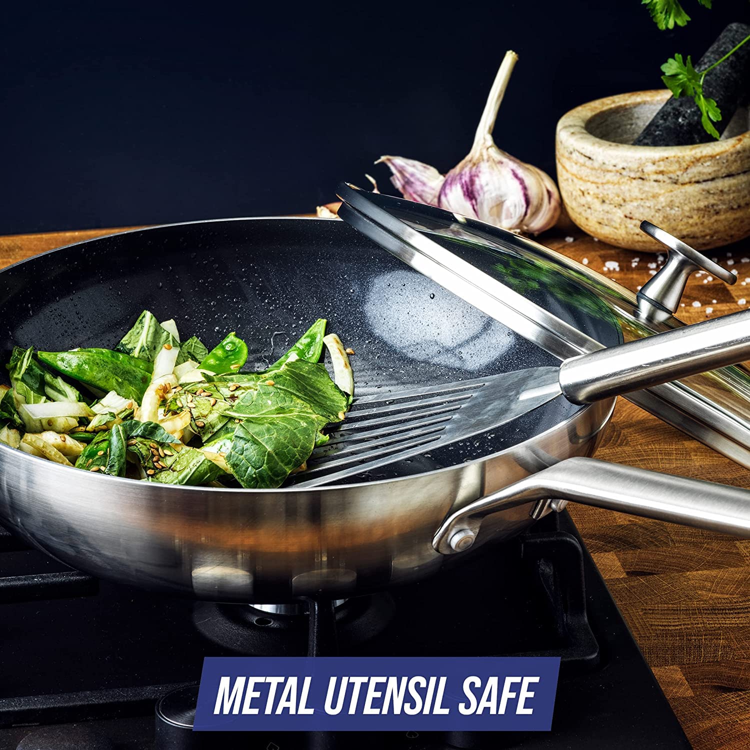 blue-diamond-triple-steel-wok-28cm-mit-deckel-pfas-frei-silber image 5