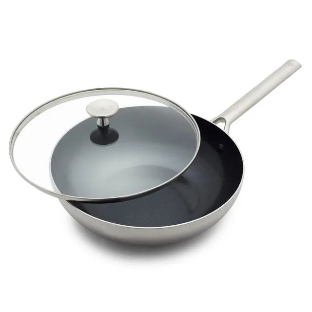 blue-diamond-triple-steel-wok-28cm-mit-deckel-pfas-frei-silber image 1