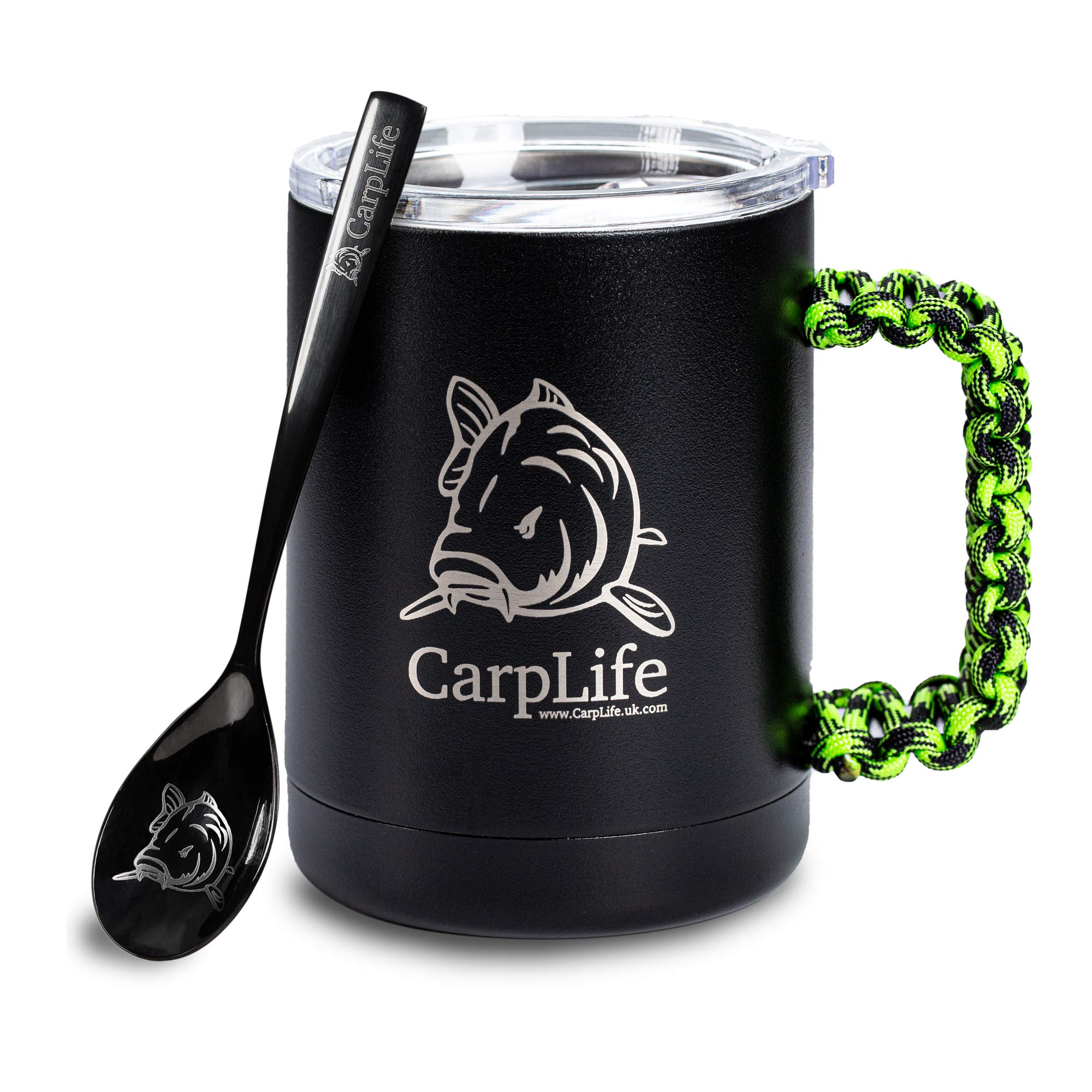 carplife-thermobecher-edelstahl-mit-l-ffel-neon-schwarz image 1
