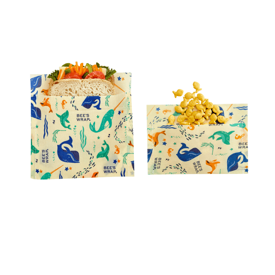 bee-s-wrap-bags-snack-sandwich-bags-bienenwachsbeutel-under-the-sea-2er-set image 2