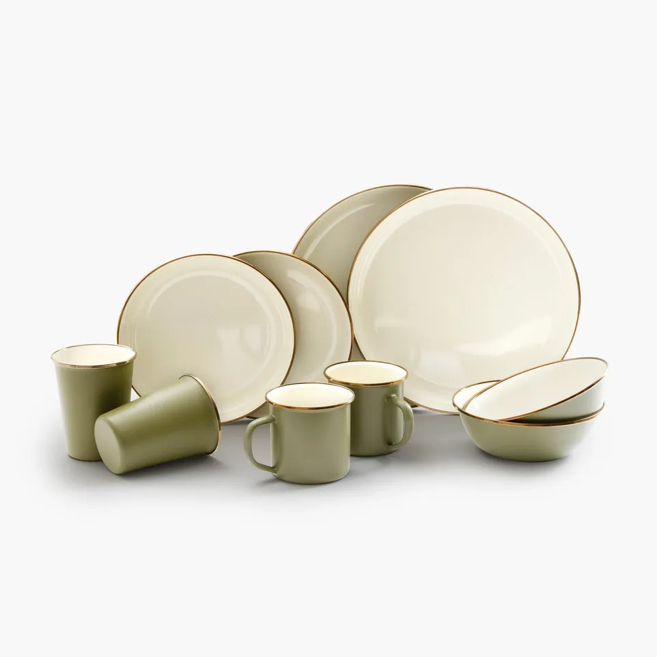 barebones-enamelware-schalen-set-emaille-olive-2-teilig-stahl image 1